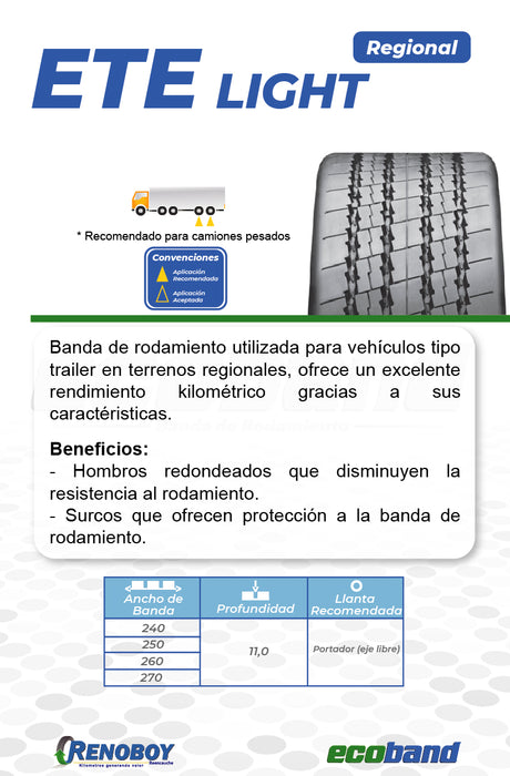 Reencauche de llantas para terreno Regional – Eje Libre | Diseño ETE-LIGHT