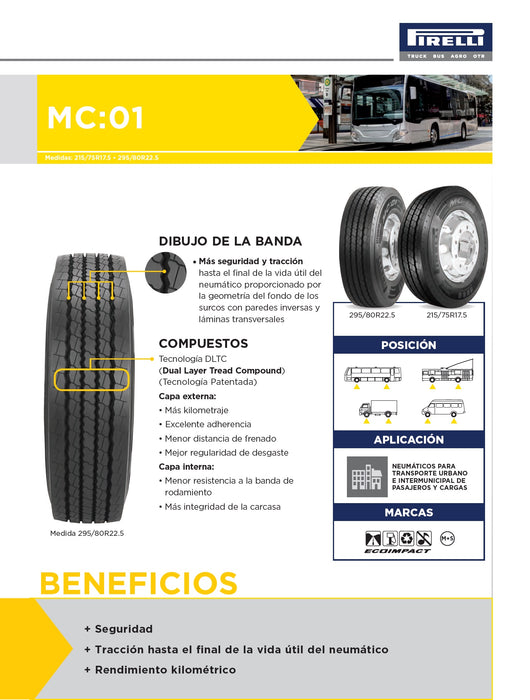 Llanta 295/80R22.5 152/148J154EM+SPL MC01