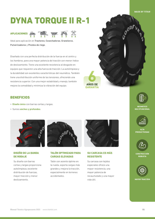 Llanta  13.6-24 R1 DYNA TORQUE II 8PR GOODYEAR TL