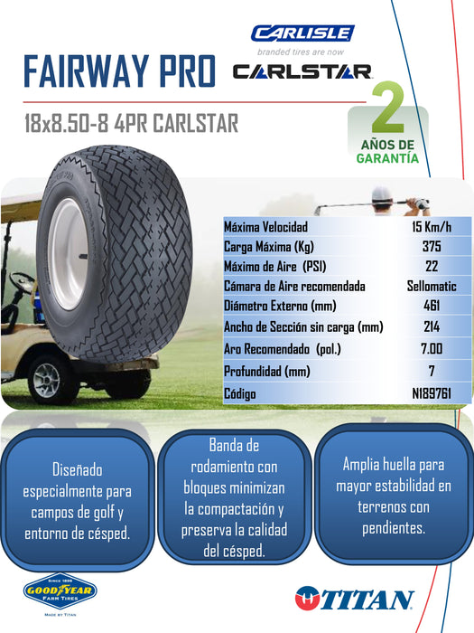 Llanta 18x8.50-8 Turf Fairway Pro 4PR Carlstar TL