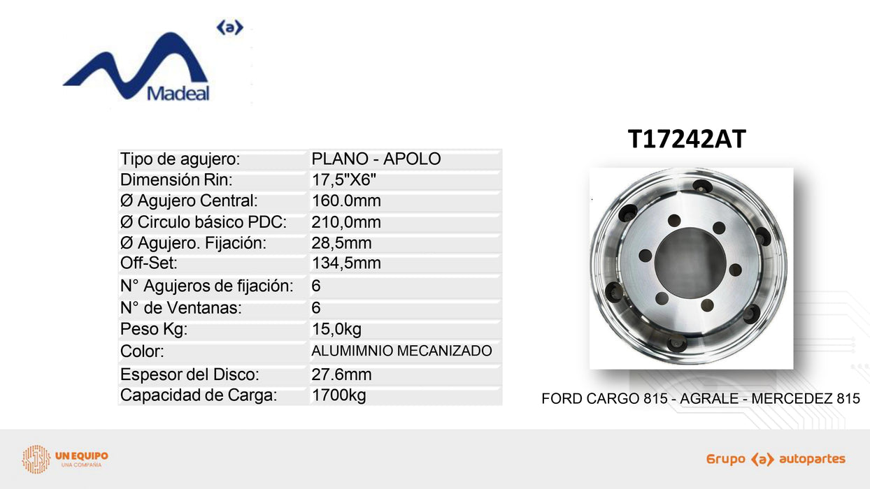 Rin de aluminio 17.5×6″ Mabel - Apolo