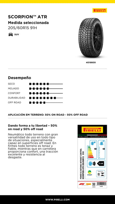 Llanta 205/60R15 91H S-ATR