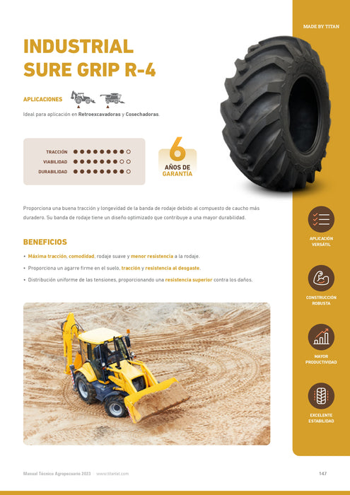 Llanta 16.9-24 R4 INDUSTRIAL SURE GRIP 10PR GOODYEAR TL