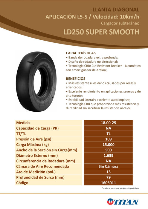 Llanta 18.00-25 L5S LD250 UGM 32PR TITAN TL