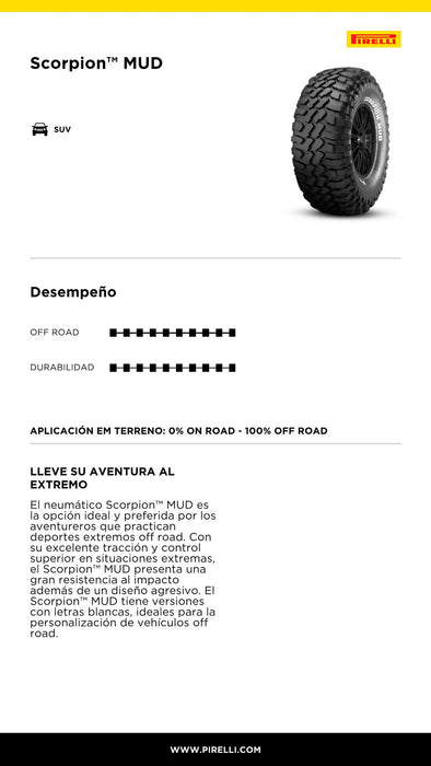 Llanta LT 255/70R16 108Q SCORPION MUD wl