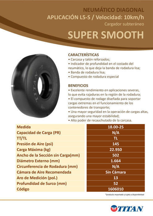 Llanta 18.00-25 L4S SUPER SMOOTH 40PR TITAN TL