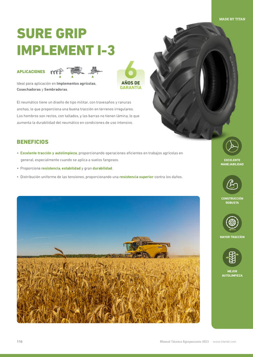 Llanta 12.5/80-18 SURE GRIP IMPLEMENT 10PR TL I3
