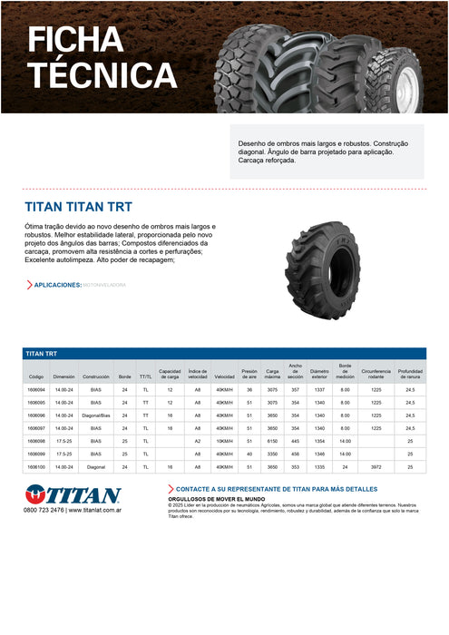 Llanta 17.5-25 G2/L2 TRT 16PR TITAN TL