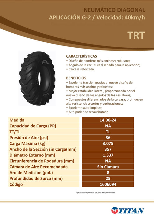 Llanta 14.00-24 G2 TRT 12PR TITAN TL