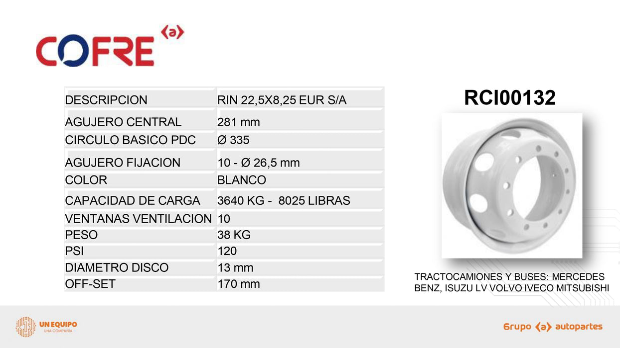 RIN COFRE 22.5X8.25 EUR S/A TLDIS BL