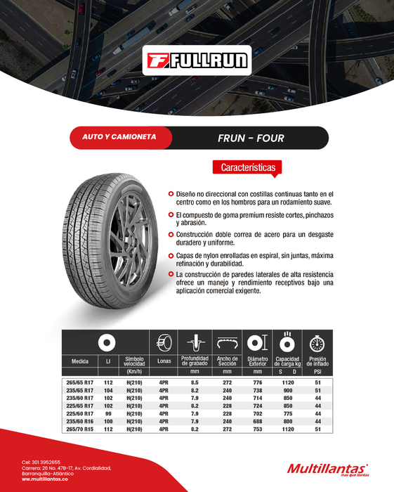 Llanta 225/65R17 102H Frun-Four Full Run