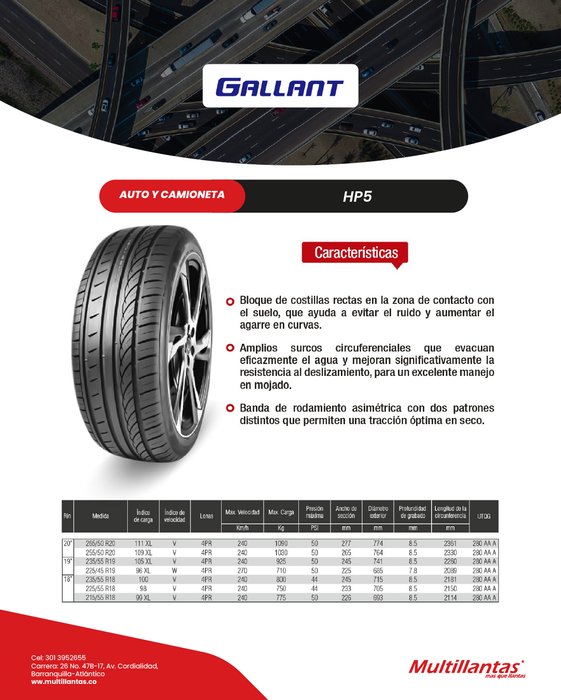 Llanta 255/50R20 109VXL SUV HP5 Gallant