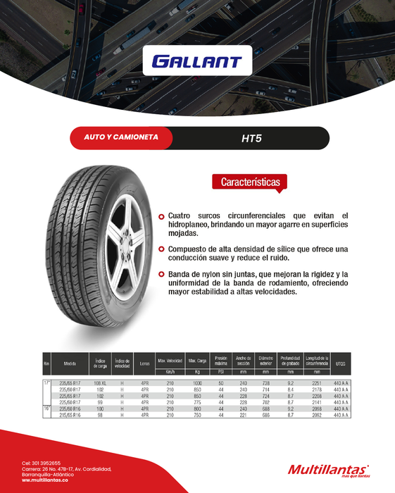 Llanta 235/60R17 102H SUV HT5 Gallant