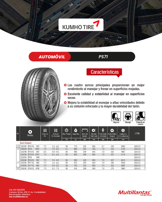 Llanta 235/40R19 ZR 96Y PS71 Kumho Ch