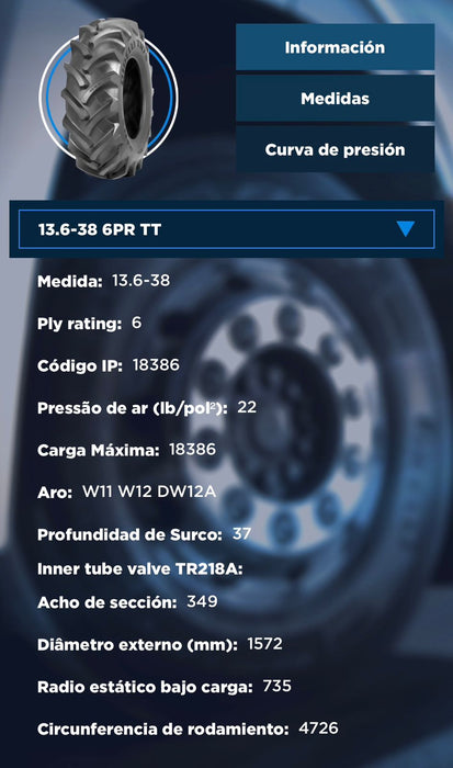 Llanta 13.6-38 6PR TT TM75