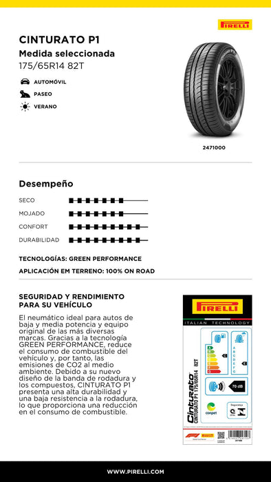 Llanta 195/65R15 91H P1 Cinturato (KA)