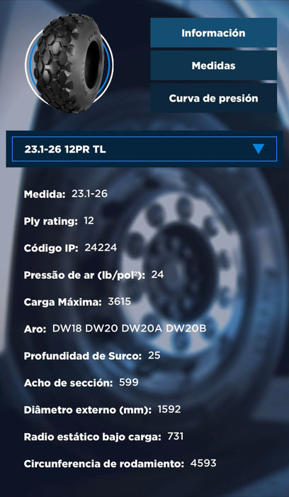 Llanta 23.1-26 12PR TL TM85