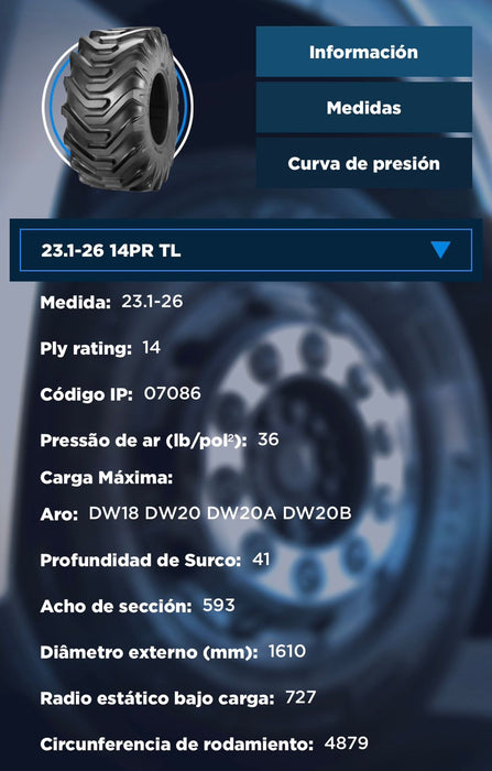 Llanta 23.1-26 14PR TL MB39
