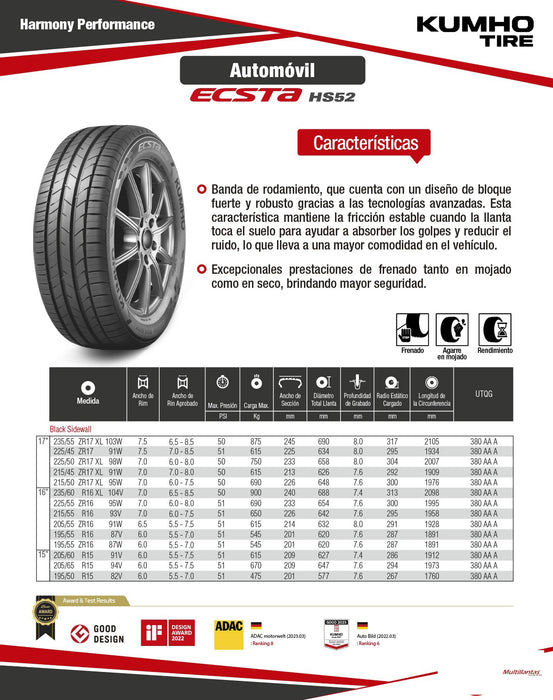 Llanta 235/60R16 104V HS52 Kumho Ch