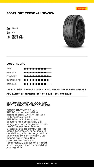 Llanta 235/60R18 103H Run Flat Scorpion Verde All Season (MOE)