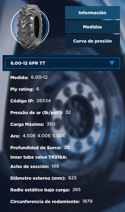 Llanta 6.00-12 6PR TT TM75