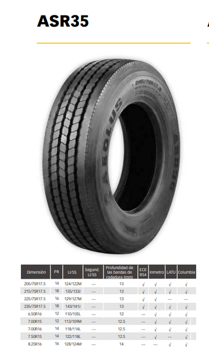 Llanta 7.00R16 14PR 118/114L ASR35