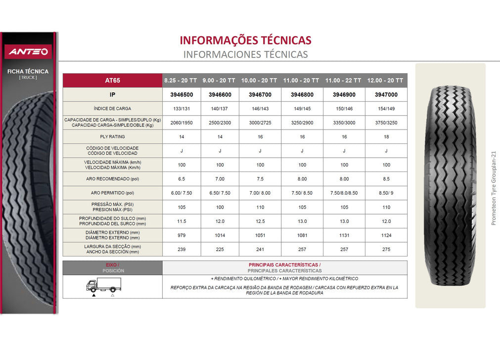 Llanta ANTEO 11.00-20TT 149/145J 16 A. AT65