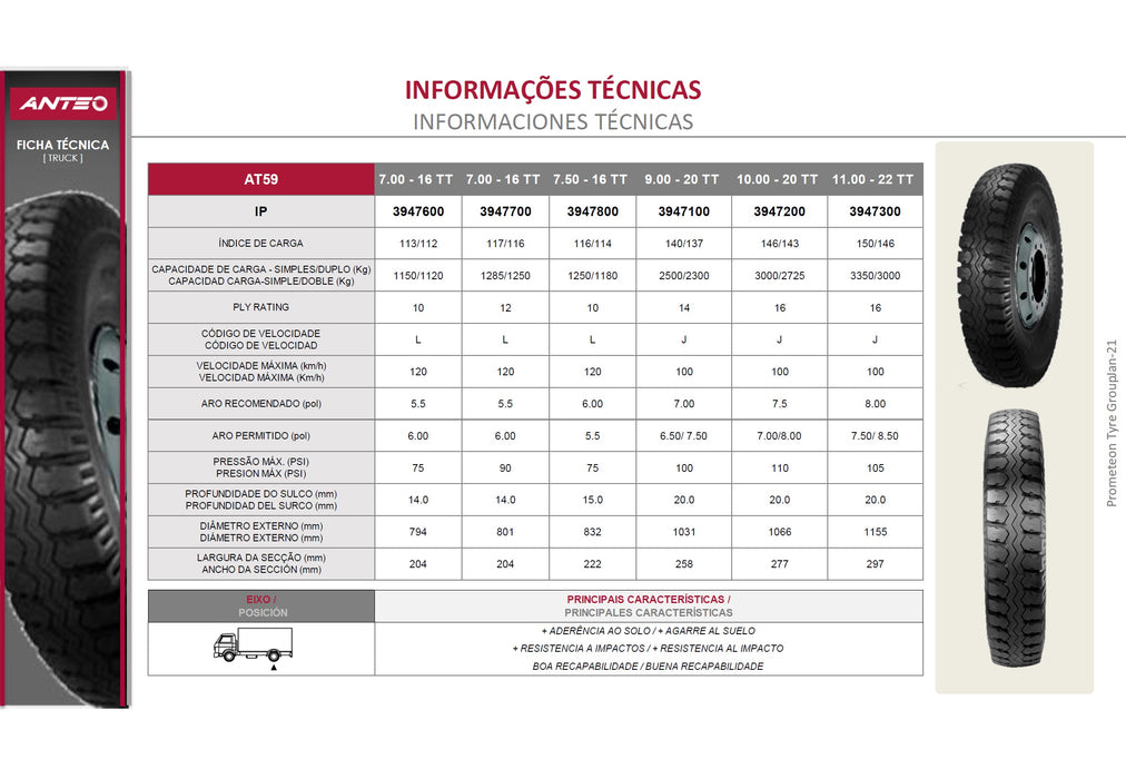 Llanta ANTEO 9.00-20TT 140/137J 14 A. AT59