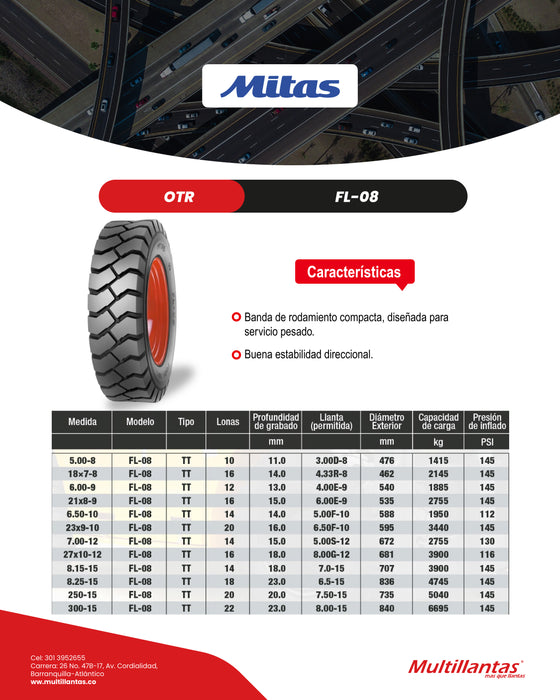 Llanta 250-15 20Pr FL-08 Set TT Mitas Sri