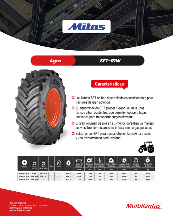 Llanta 600/65R28 154D/157A8 SFT TL Mitas