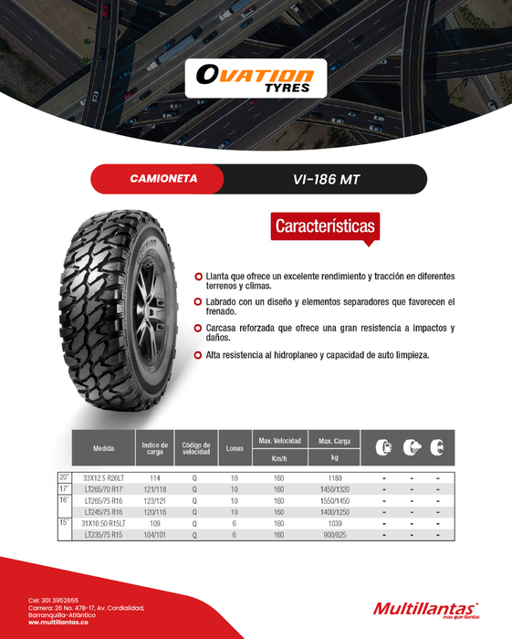 Llanta LT 265/70R17 10Pr 121/118Q VI-186 MT Ecovision