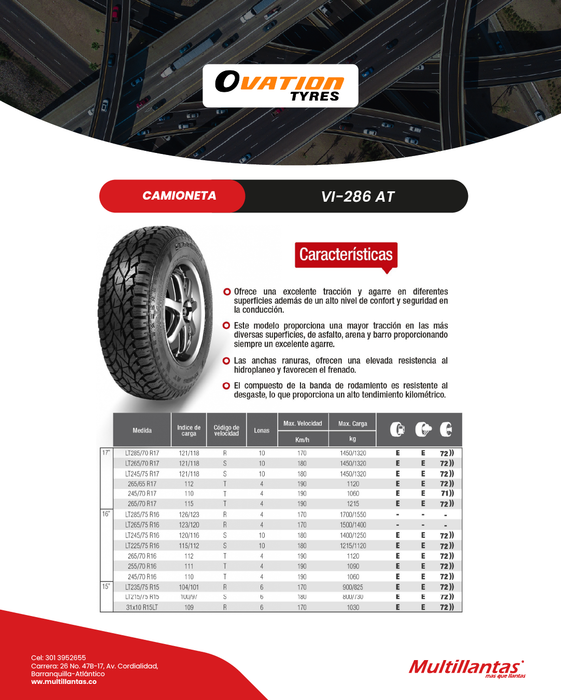 Llanta LT 265/70R17 10Pr 121/118S VI-286 AT Ecovision