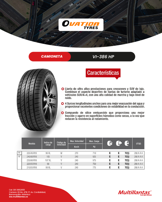 Llanta 225/55R18 98V VI-386 HP Ecovision