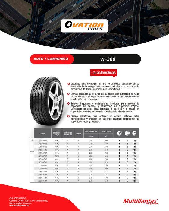Llanta 225/40R18 92XL W VI-388 Ovation