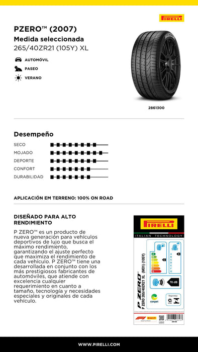Llanta 305/40R20 112Y XL Run Flat P-Zero (*)