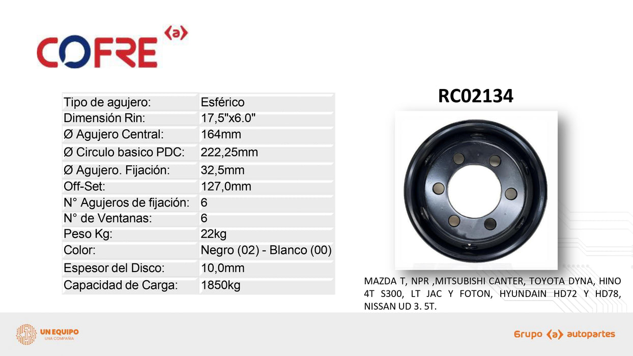 Rin Cofre TLDIS.C/A 17.5 X 6 NPR-Negro