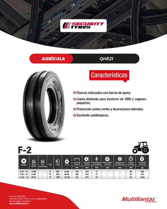 Llanta 1100-16 12Pr A6-123 QH621 F2 TT Security