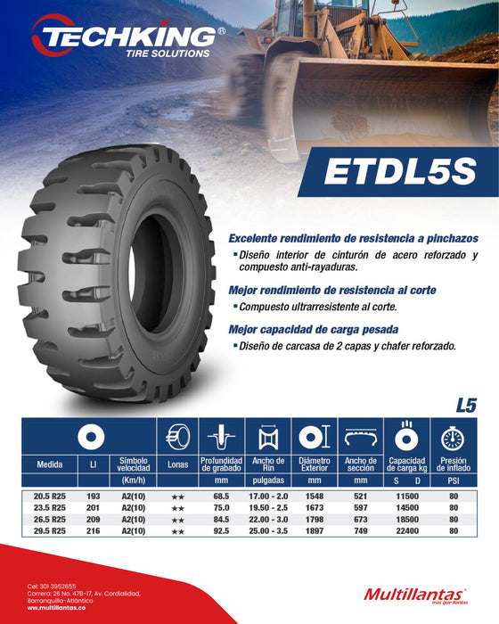 Llanta 20.5R25 193-A2 ETDL5S ** C2 L5 TL Techking