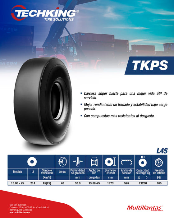 Llanta 18.00-25 40Pr 214A5 TKPS A5 Ind-4 TL Techking