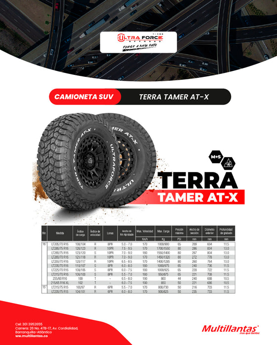 Llanta LT 275/65R18 123/120S 10Pr Terra Tamer AT-X Ultraforce