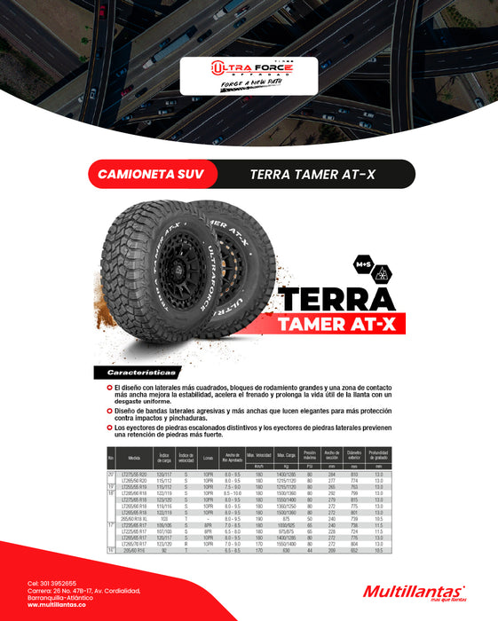 Llanta LT 275/65R18 123/120S 10Pr Terra Tamer AT-X Ultraforce