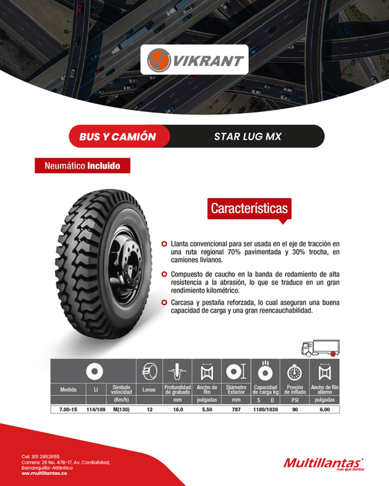 Llanta 700-15 12Pr 114/109M Star Lug MX Tracc Set (N) Vikrant