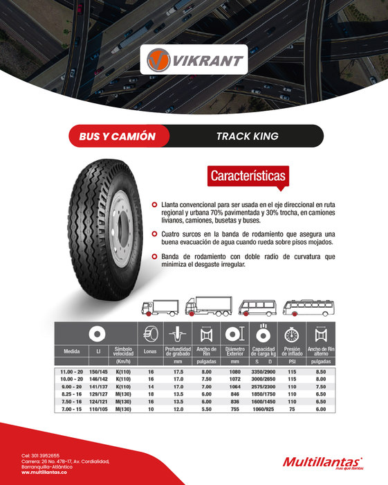 Llanta 750-16 16Pr 124/121M Track King Dir Vikrant