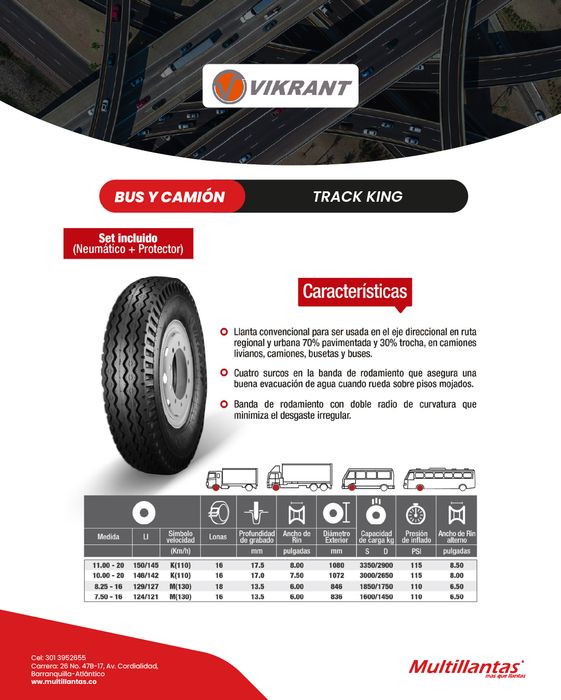 Llanta 1000-20 16Pr 146/142K Track King Dir Set (N+P) Vikrant