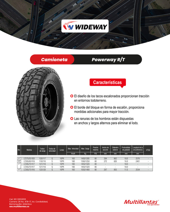 Llanta LT 265/75R16 10Pr 123/120Q Powerway RT Wideway