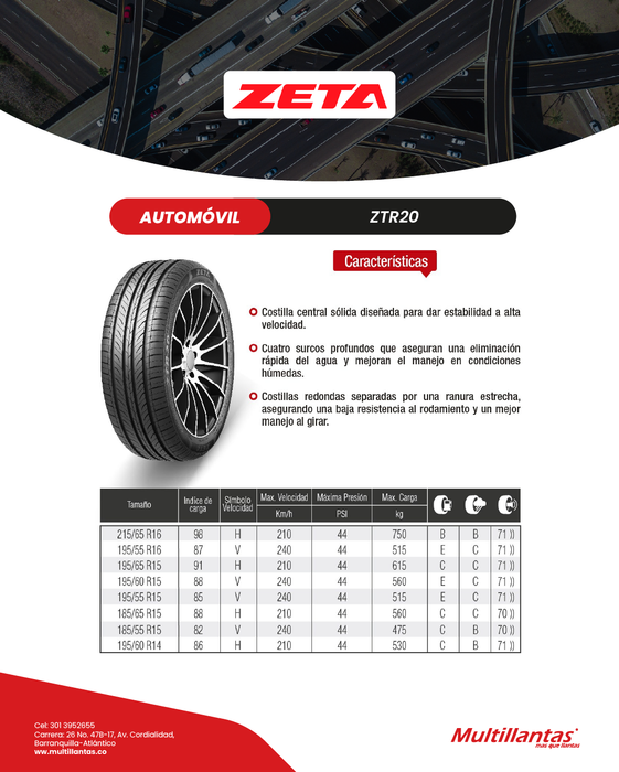 Llanta 215/65R16 98H ZTR20 Zeta