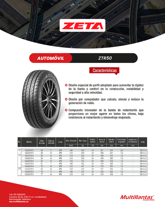 Llanta 165/65R13 77H ZTR50 Zeta