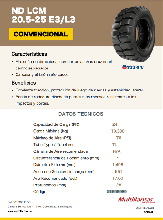 Llanta 20.5-25 E3/L3 ND LCM 24PR TITAN TL