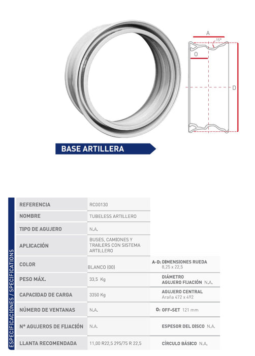 RIN COFRE BASE ART TL 8.25X22.5 BL