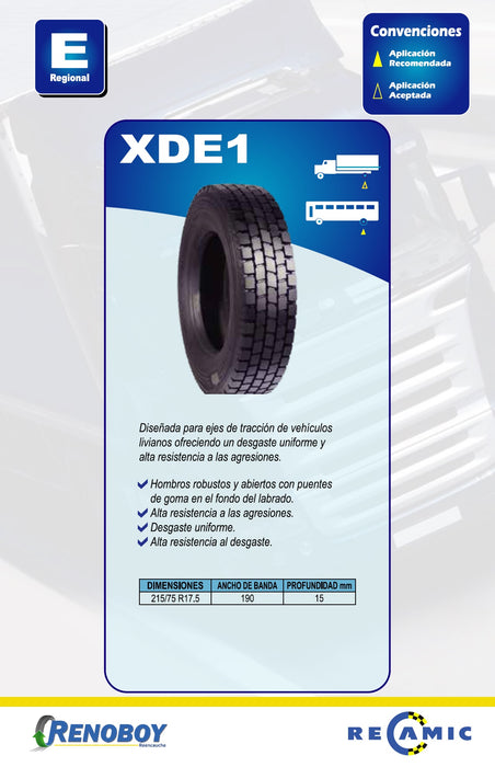 Servicio de Reencauche 205/75R17.5 XDE1